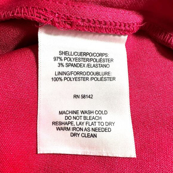 Donna Morgan New Womens Long Sleeve V Neck Fit and Flare Dress Hot Pink 4 Preppy - Picture 14 of 14